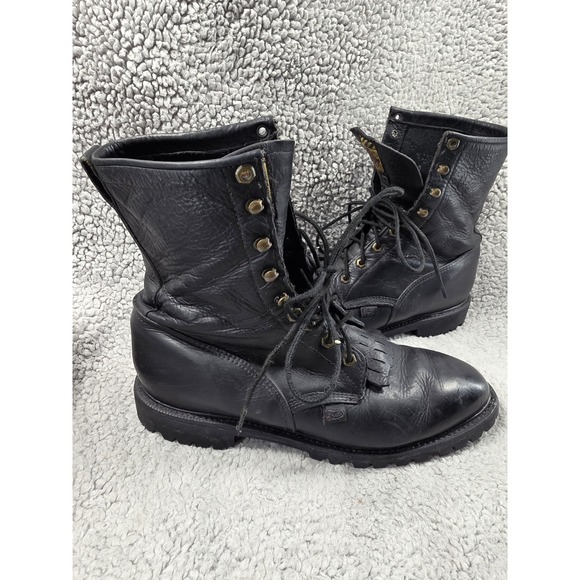 Justin 763 Men's Double Comfort Collection Black Leather Work Boots‎ sz 12 B